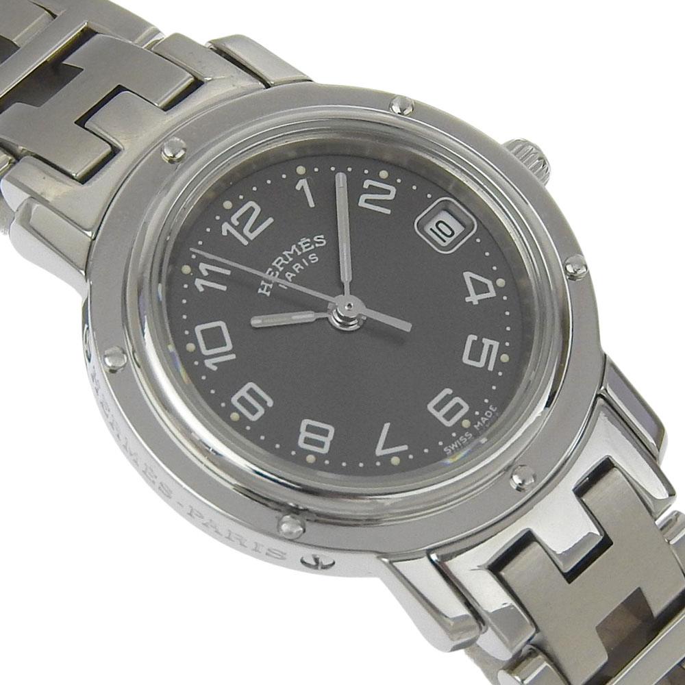 HERMES Clipper Watches CL4.210 grayDial Stainless Steel Quartz Analog display Women Used