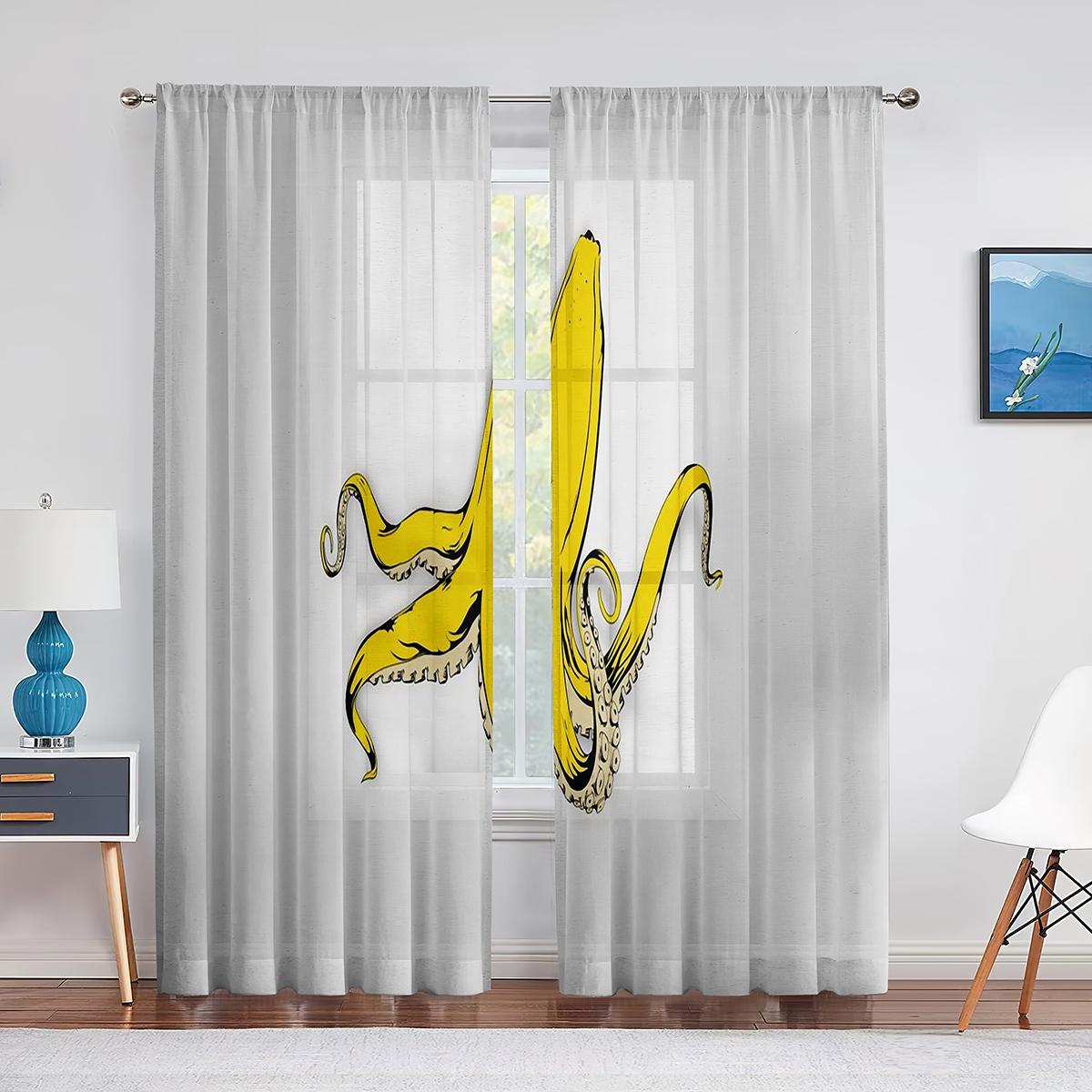 Крутые красные шторы из шифона-вуали с морским осьминогом для декора гостиной — фото 9