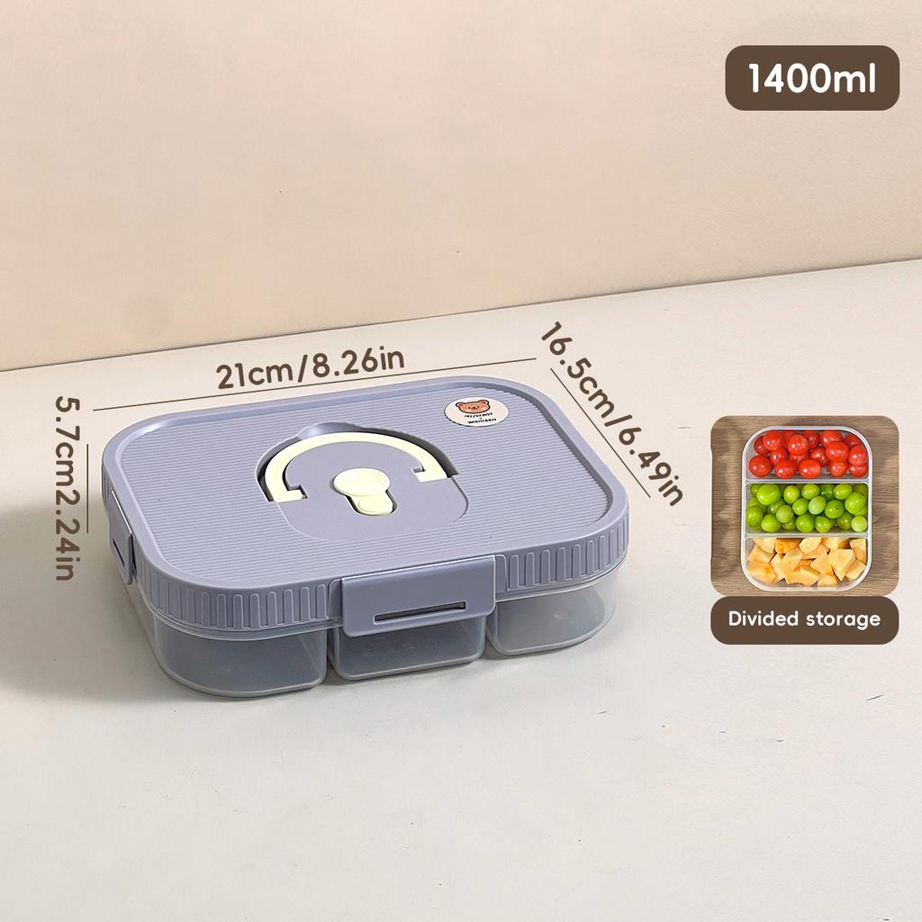 Large Capacity Plastic Bento Box With Compartment Microwave Heatable Divided Lunch Box For Kids Students Leak-proof Food Box