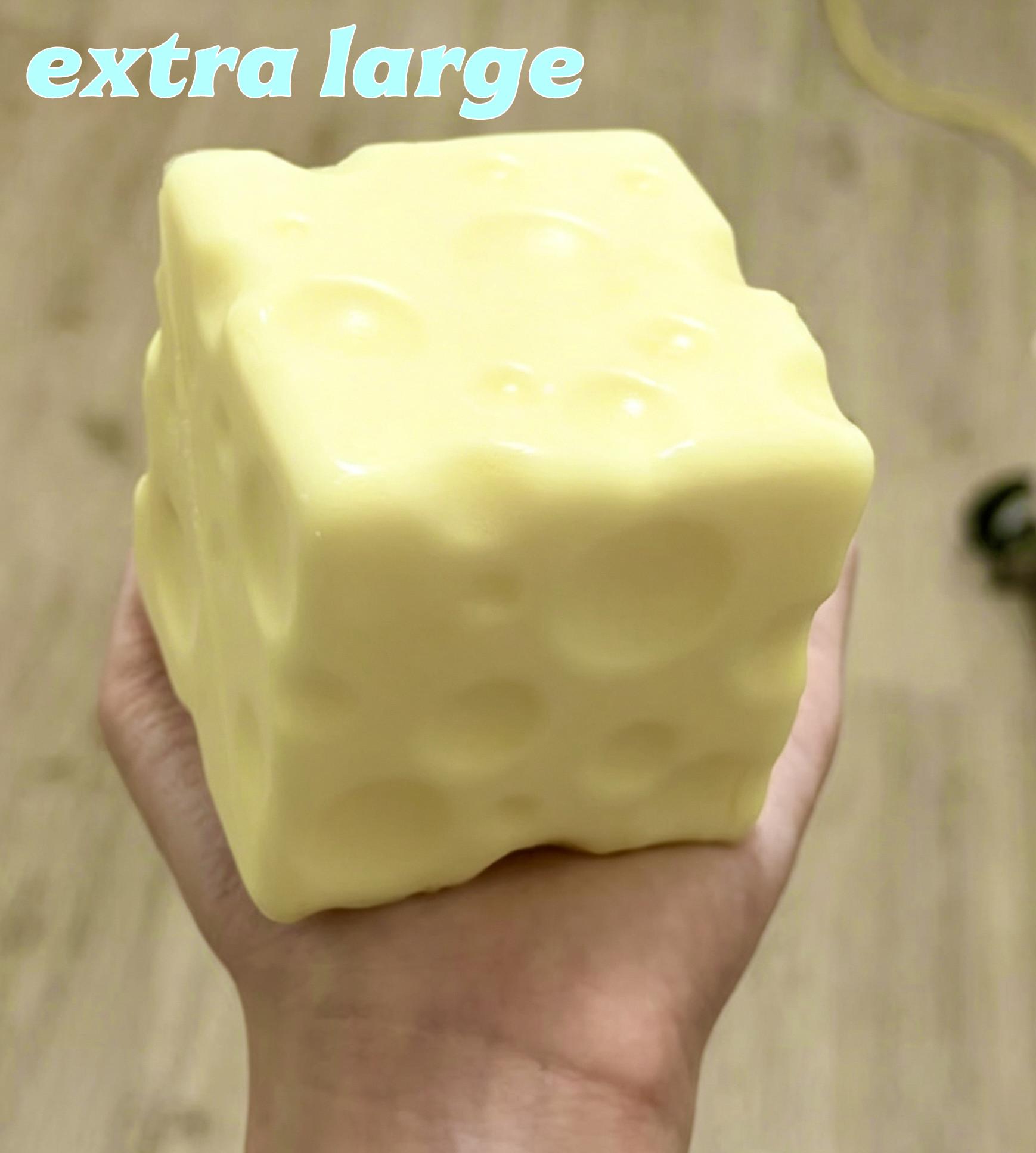 Jumbo Kaasblokje Stressbal Grote Vormbare Knijpbal Geen Stuitering Fidget Speelgoed ASMR Sensorisch Anti-Stress Festival Cadeau beige