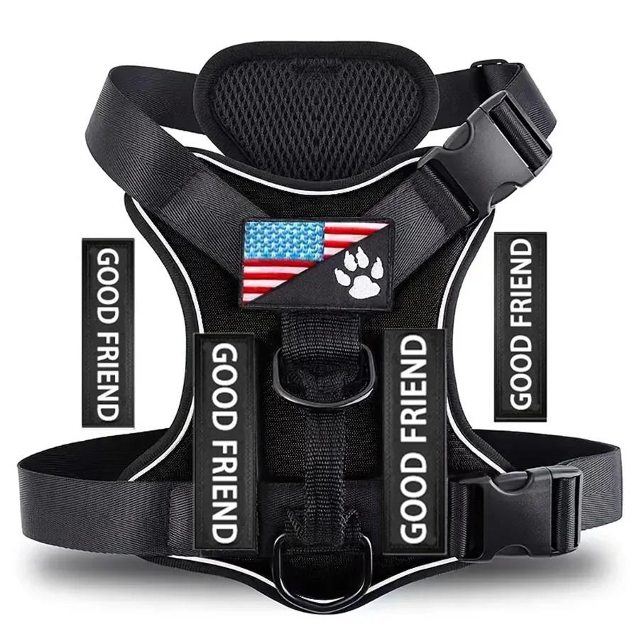 

Service Dog Harness, Reflective Dog Vest Harness With 5PCS Patches, Adjustable Soft Oxford Pet Harness, Inner Layer Mesh, Easy T XS（old） чёрный
