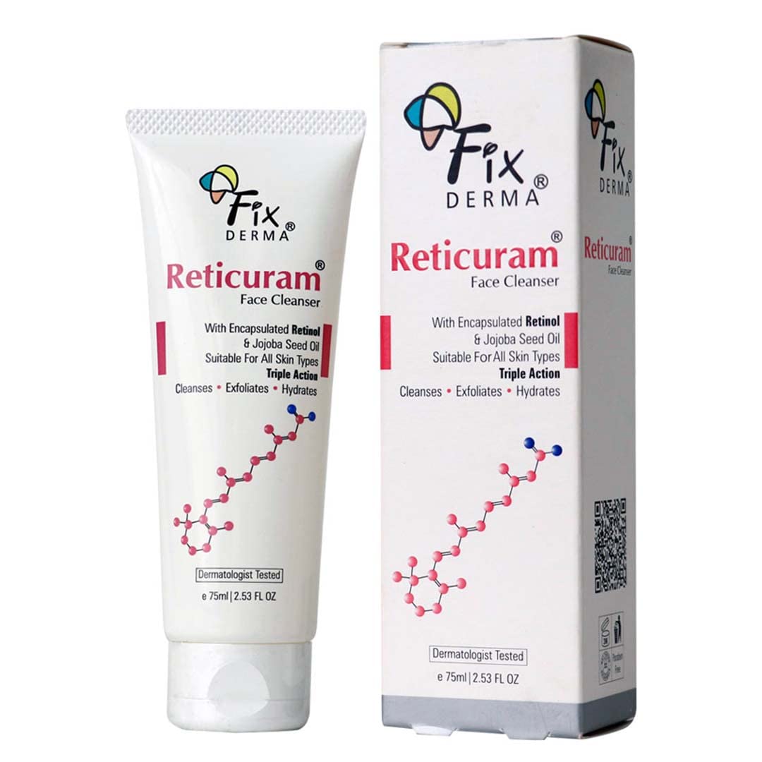 Fixderma 0,05% Retinol Reticuram очищающее средство для лица для всех типов кожи, против старения, очищающее средство для лица с ретинолом, безмыльное средство для умывания с маслом жожоба - 75 мл