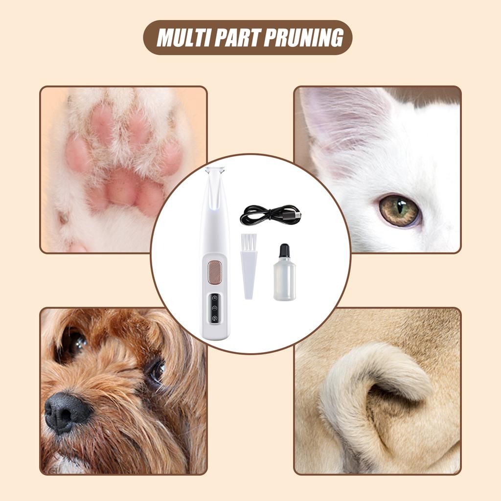 Pet LED Precision Trimmer Grooming Hair Clippers with LED Light Design for Long Haired Dogs Cats