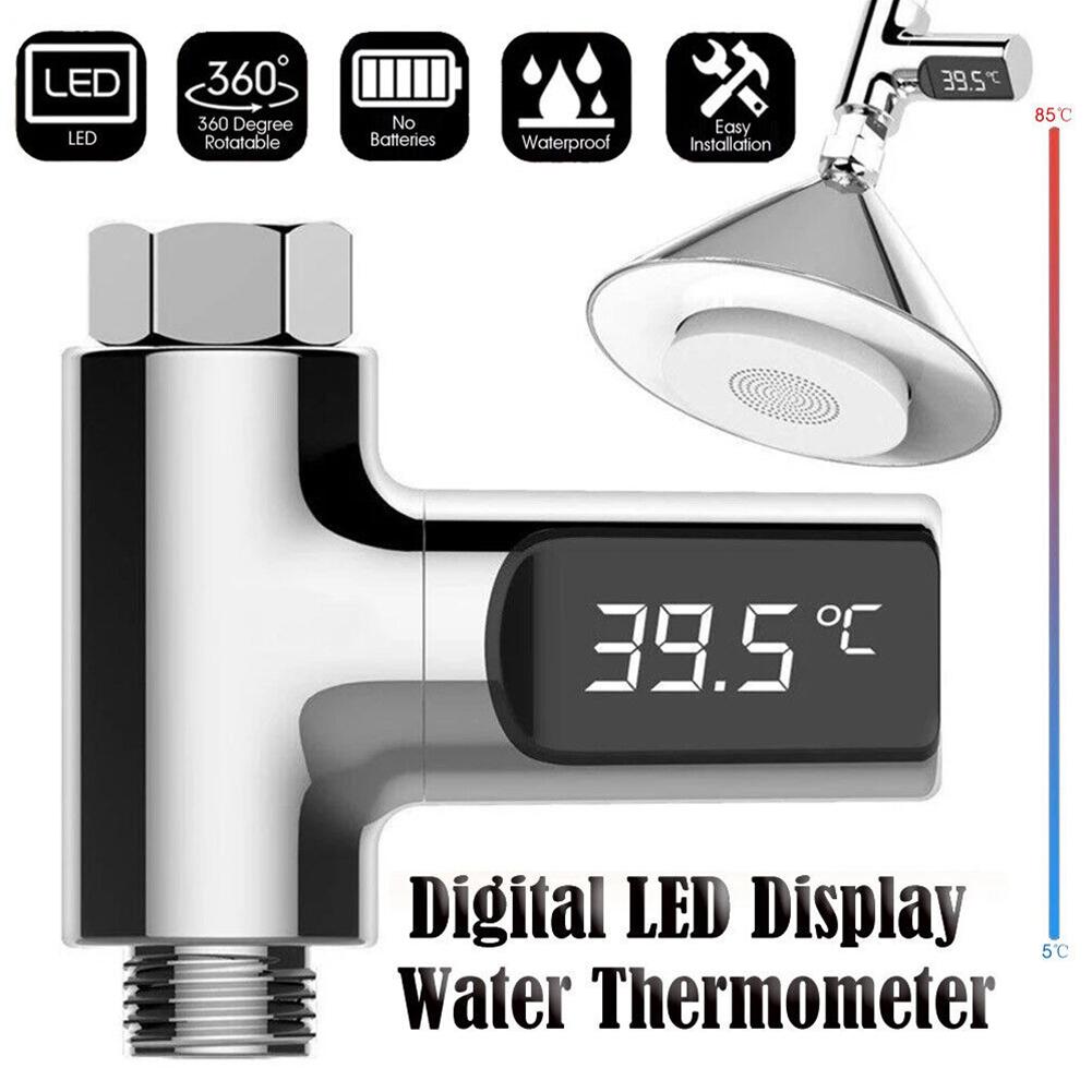 

Convenient LED Shower Thermometer Self Powered by Water Flow Easy Installation Suitable for Handheld Showers