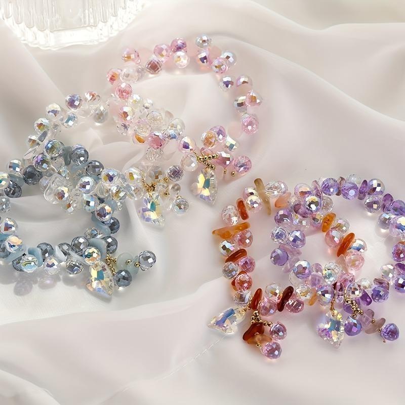 Elegant Synthetic Crystal Bracelet with Heart Pendant, Sparkling Luxury Design, Non-plated Artificial Crystal, Perfect for Daily and Party Wear.