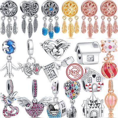 Nou Dreamcatcher Pană Balon cu Aer Casă Mărgele Se Potrivesc Brățară Originală cu Brelocuri Pentru Femei DIY Bijuterii din Argint 925