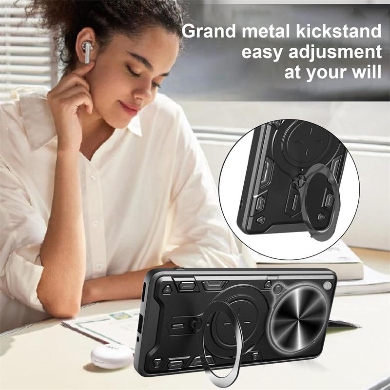 For OPPO Find X8 Pro Case Slide Camera Lens Armor Phone Case For Oppo Find X8 X8Pro Car Magnetic Ring Stand Holder Back Cover
