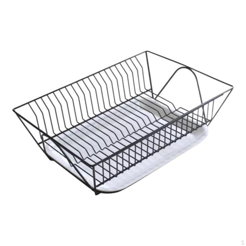 Kitchen Dish Drying Rack, Stainless Steel Organizer, Black, Adjustable Storage Basket Black