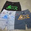 ZYLLO American Denim Shorts Trendy Personalized Printed Dog Shorts Three-quarter Pants Sports Trendy Streetwear Shorts