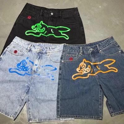 ZYLLO American Denim Shorts Trendy Personalized Printed Dog Shorts Three-quarter Pants Sports Trendy Streetwear Shorts