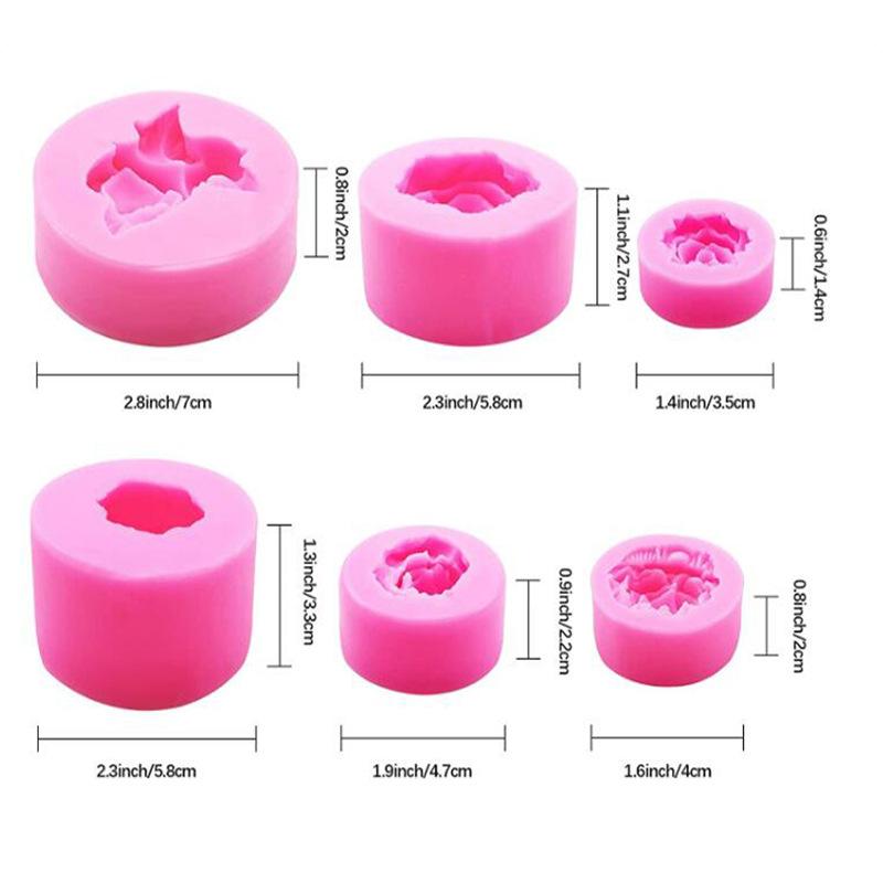 6pcs Creative Flower Rose Peony Rose Sugar Soft Clay Gypsum Cake Modeling Bean Paste Cake Silicone Mold Home Decoration Ornament