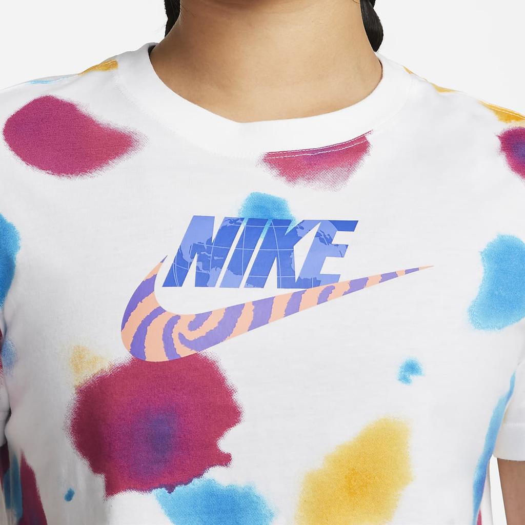 Nike Logo Print Short Sleeve Crop Top T-Shirt Women Tops White DQ3152-100