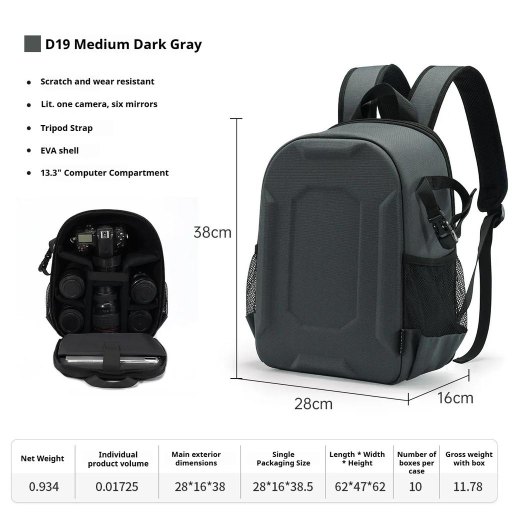 YAKUSS EVA Hard Case Camera Bag Professional Protective Backpack SLR Camera Storage Backpack With Computer Compartment