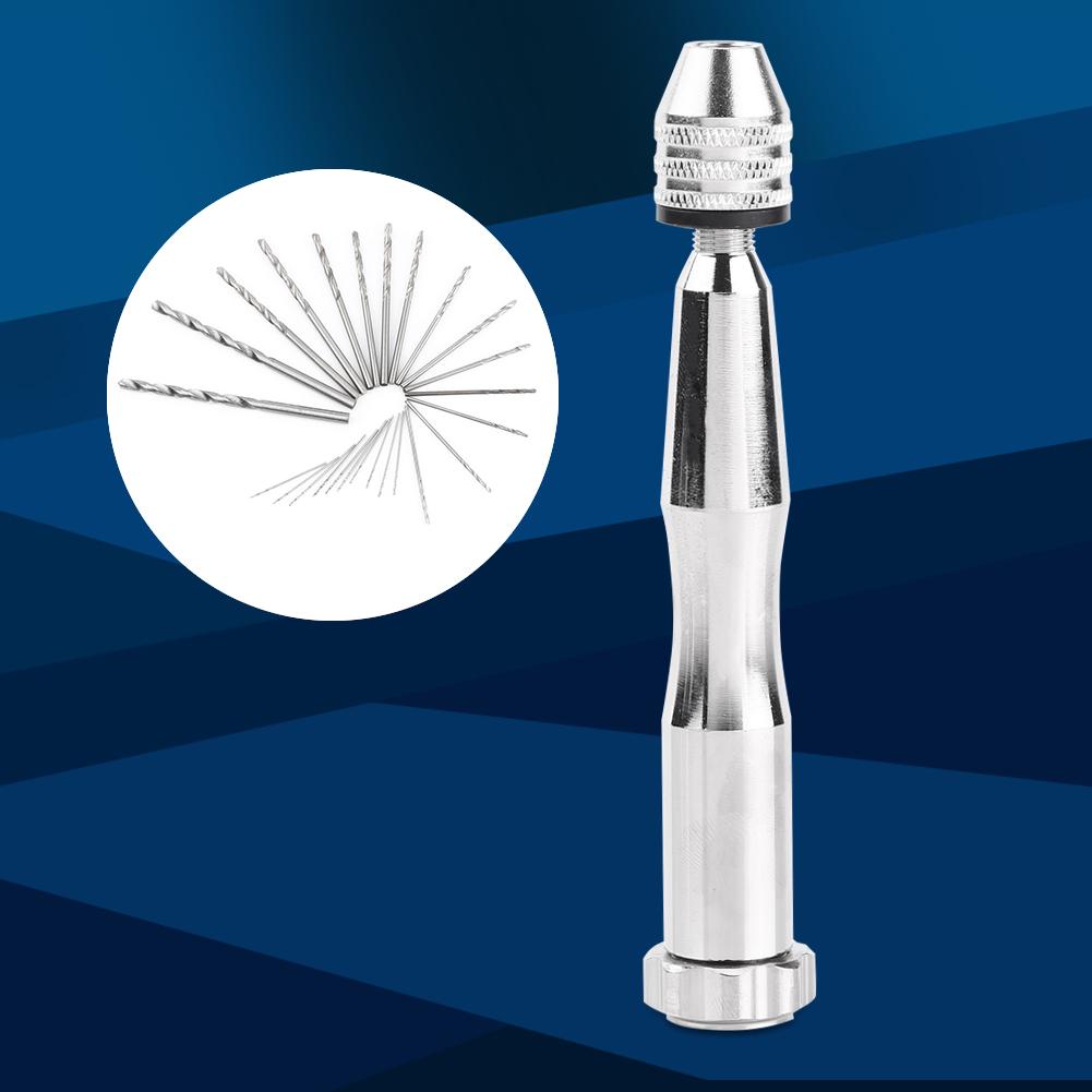 Silver Color 0.3mm3.6mm Grasp Range Chuck Hand Twist Drill With 25HHS Drill Bits Wood Drilling