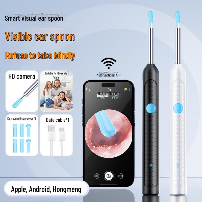 

Wireless HD WiFi Smart Ear Cleaning Tool with Visual Spoon Visual Ear Picker [Black]