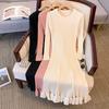 Plus Size Women's Slimming Knit Dress - Over-the-Knee French Style for Autumn/Winter, Perfect Base Layer or Coat Companion.