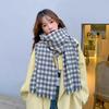 Plaid Literary Style Long Scarf Versatile Thickened Student Neck Warmer Shawl Warm Fashion Scarf
