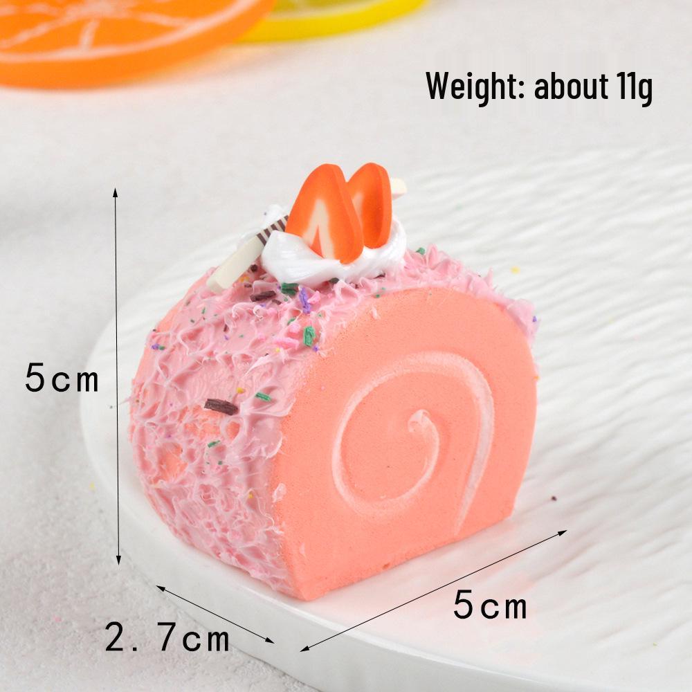 5cm Mini Swiss Roll Model Cake with Fake Fruit and Cream – Children's Toy Display Ornament