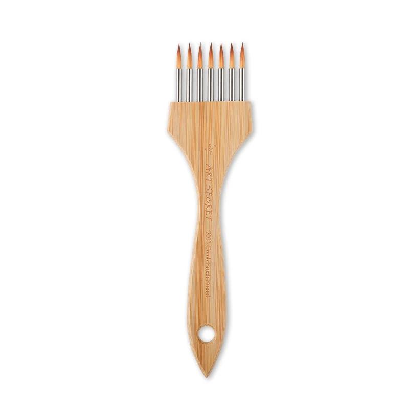 New Wooden Handle Multi Tooth Brush Set, Flat Head, Round Head Artistic Watercolor Acrylic Brush, Multifunctional Painting Brush
