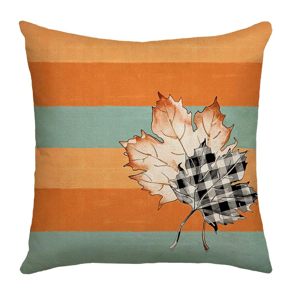 New Thanksgiving Letter Color Block Print Pillow Cover Pumpkin Element Sofa Home Lumbar Pillow