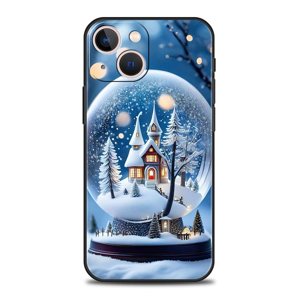Christmas Graphic Printed Luxury Phone Case For iPhone 13 15 14 12 Mini 11 Pro MAX XR X SE XS 7 8 Plus Silicone Black Cover