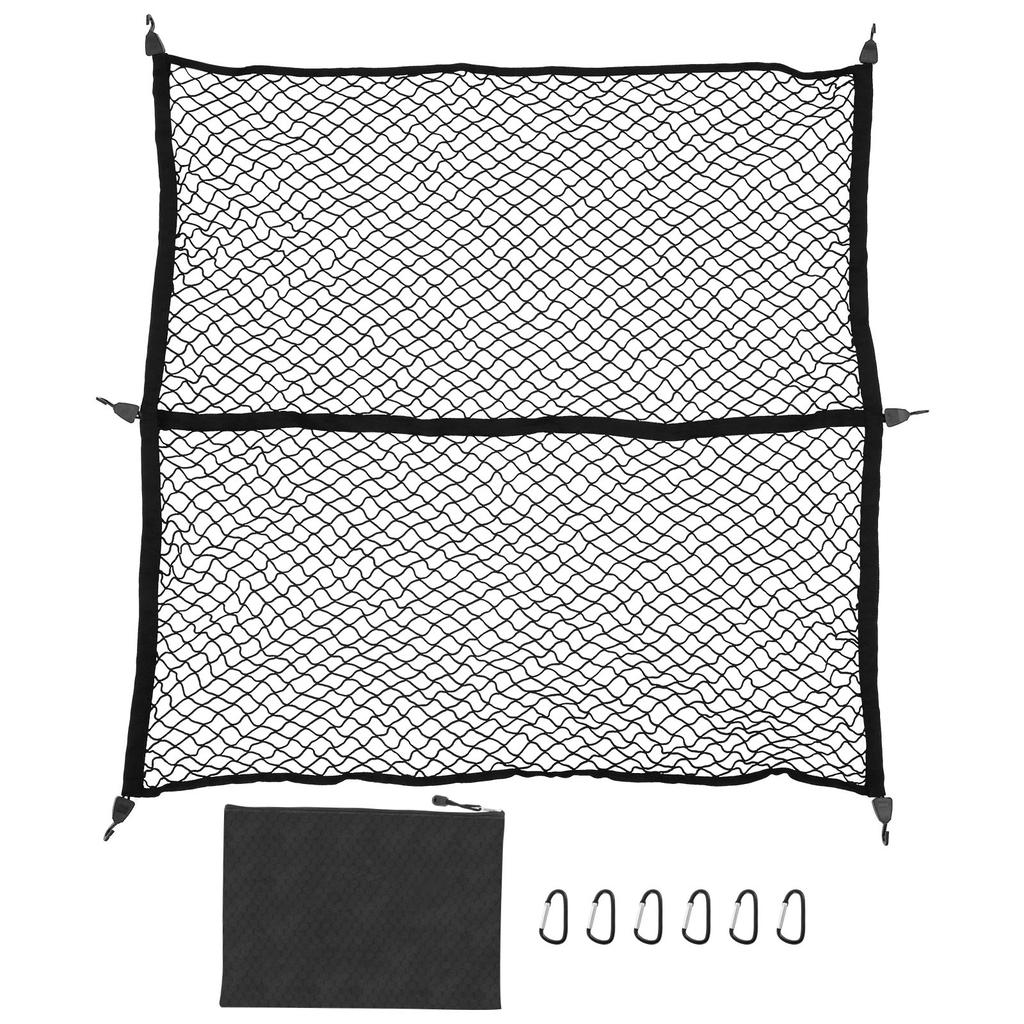 Truck Bed Cargo Net Highly Elastic Pickup Truck Bed Mesh Organizer Stretchable 4x4ft To 8x8ft  Cargo Net with Carabiners & Hooks