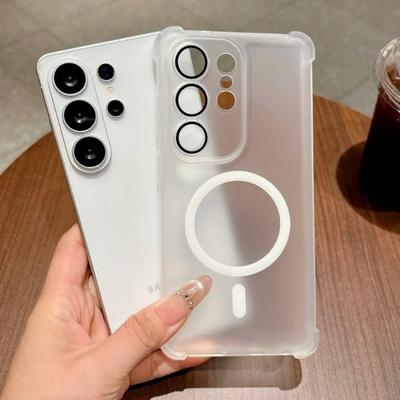 Magnetic For Magsafe Shockproof Case For Samsung Galaxy S26 S25 S24 S23 S22 Ultra Plus Soft Transparent Matte Cover Luxury Shell