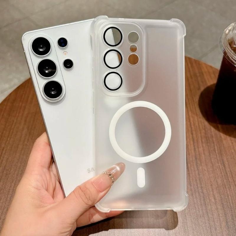 Magnetic For Magsafe Shockproof Case For Samsung Galaxy S26 S25 S24 S23 S22 Ultra Plus Soft Transparent Matte Cover Luxury Shell