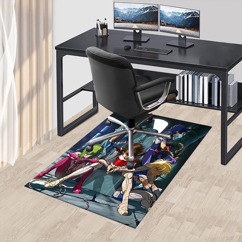 

1pc Saint Seiya Anime Cartoon Design Office Chair Mat Non-Slip Carpet Suitable for Home Decor Living Room Bedroom Game Room Birthday Gift All Seasons 60cm by 90cm
