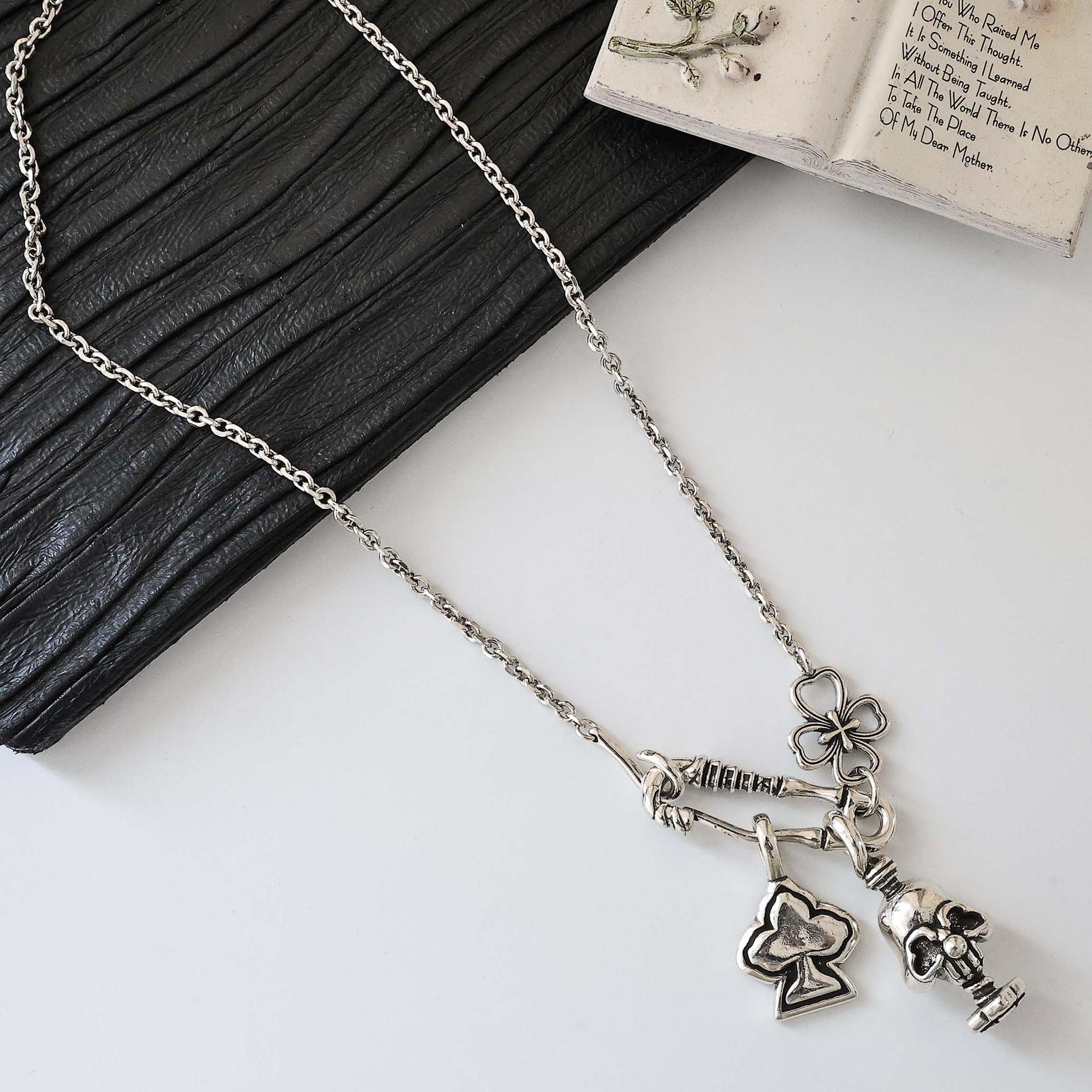 

2025 Cross Flower Skull Pendant Necklace for Couples - Trendy Unisex Jewelry Chain