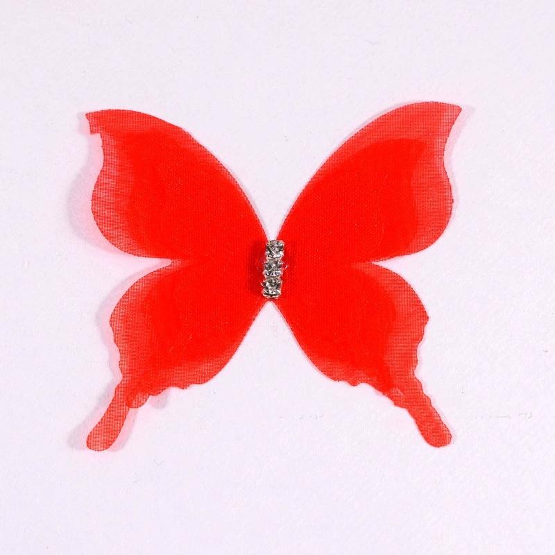 10 Stück Farbverlauf Organza Stoff Schmetterling Applikationen 3D 5CM Chiffon Schmetterling Verträumt Durchscheinend DIY Nähen Basteln Dekoration