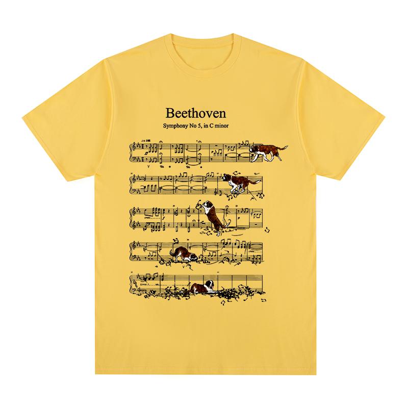 Beethoven Hund Vintage T-Shirt Musiker Baumwolle Herren T-Shirt Neues TEE TSHIRT Damen Oberteile