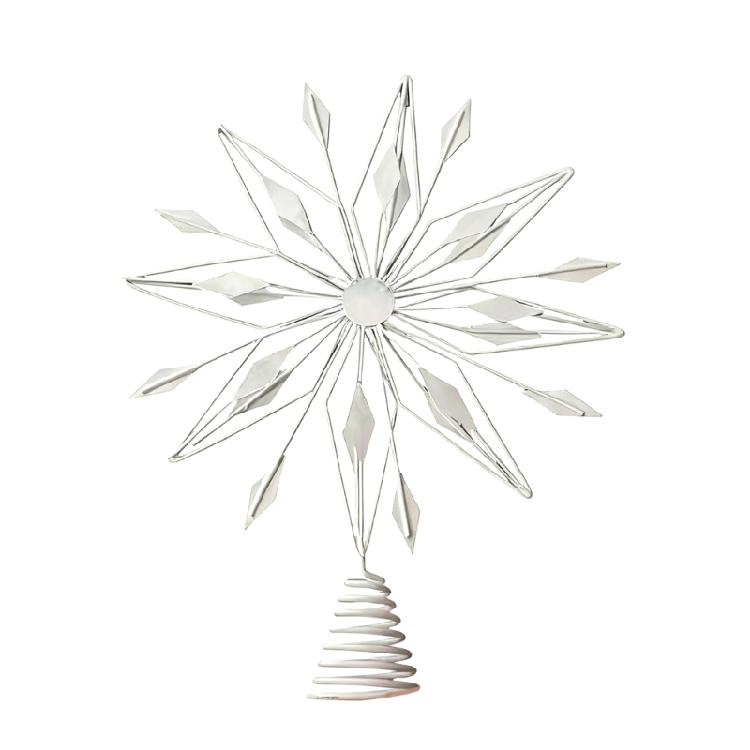 

Elegant Christmas Tree Toppers Easy to Install Metal Star Festival Tree Top Ornament Home Decoration Accessories білий