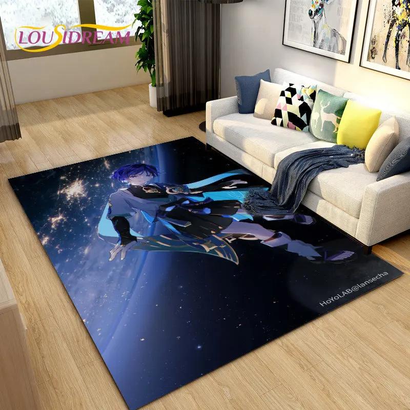 Cartoon Game Gamer Genshin Impact  Area Rug,Carpet Rug for Living Room Bedroom Sofa Doormat Decoration, Kids Non-slip Floor Mat