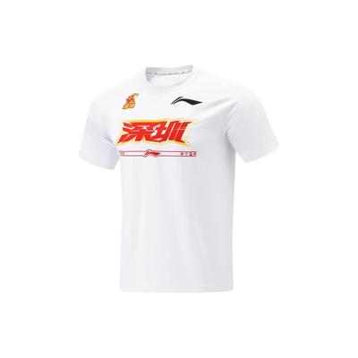 Li Ning CBA Series Professional Basketball Shirt Shenzhen Team Logo Print Quick-Dry Short Sleeve Men Tops White ATST915-2