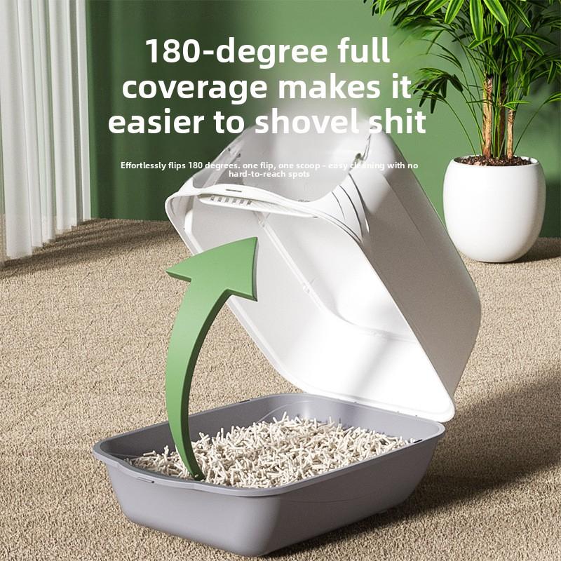 Extra-large fully enclosed cat litter box, anti-splash cat litter tray, cat toilet with UV sterilization, cat litter cabinet, pet supplies