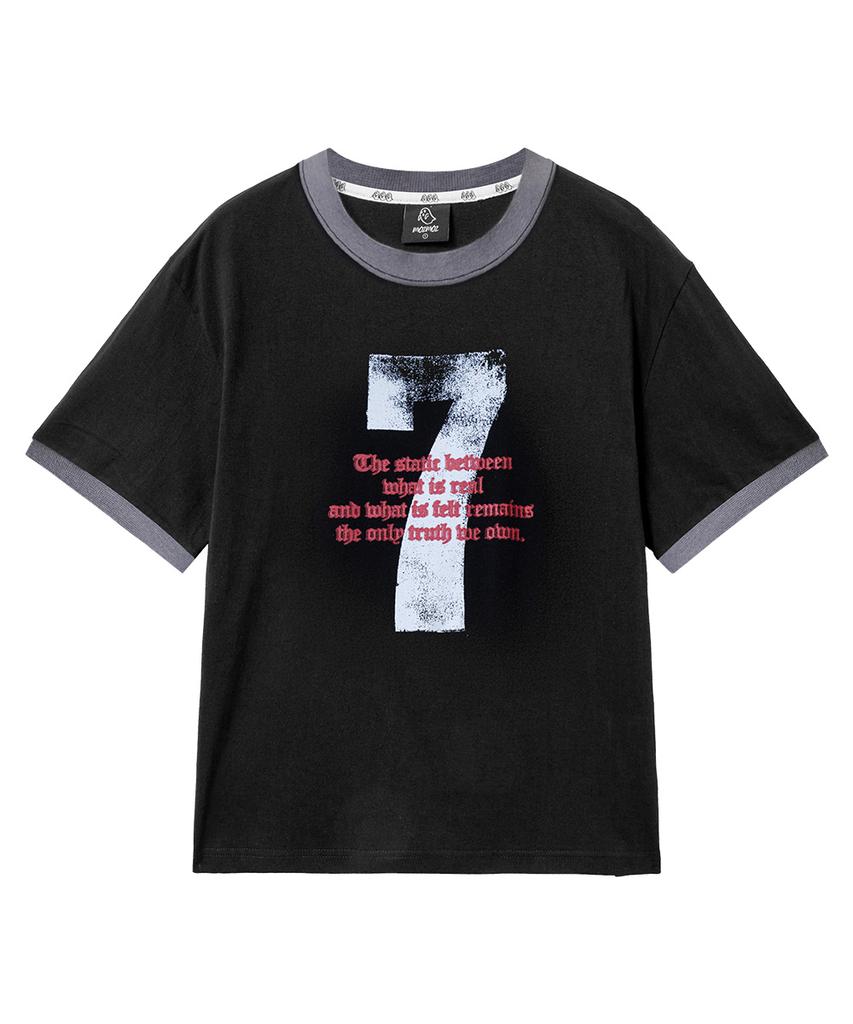 MOZMOZ Seven Graphic Ringer T-Shirt Black