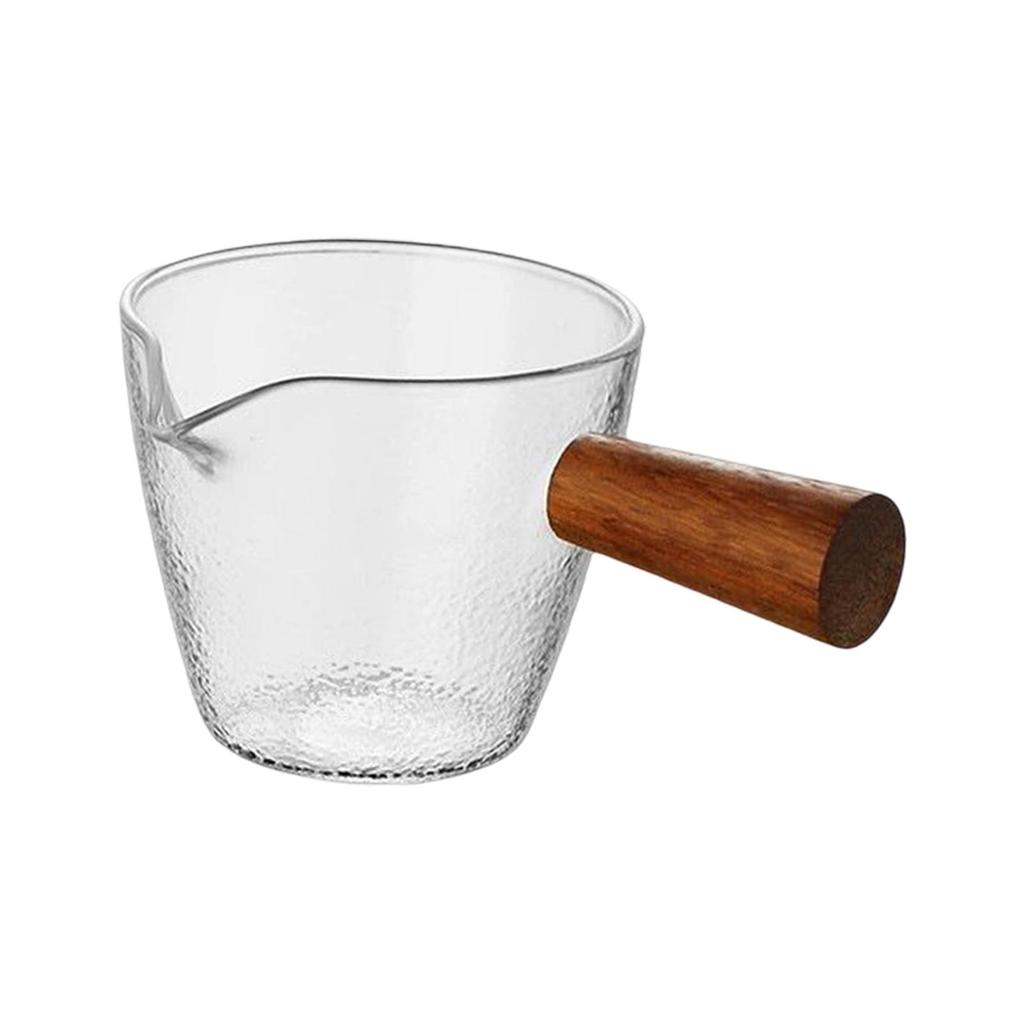 Espresso Measuring Glass with Wood Handle Accessories Heat Resistant milk Glass Cup for Tea Barista Family espresso