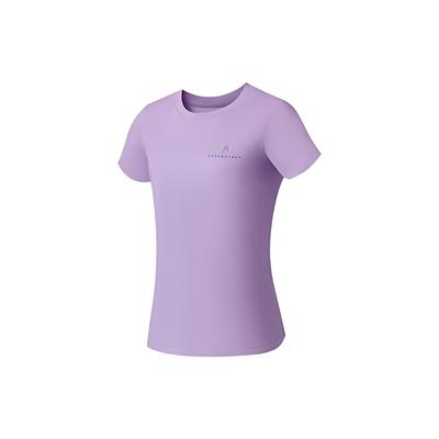 Li Ning Fitness Series Logo Buchstaben-Print Rundhals-Pullover Kurzarm T-Shirt Damen T-Shirt Lila ATSS778-5