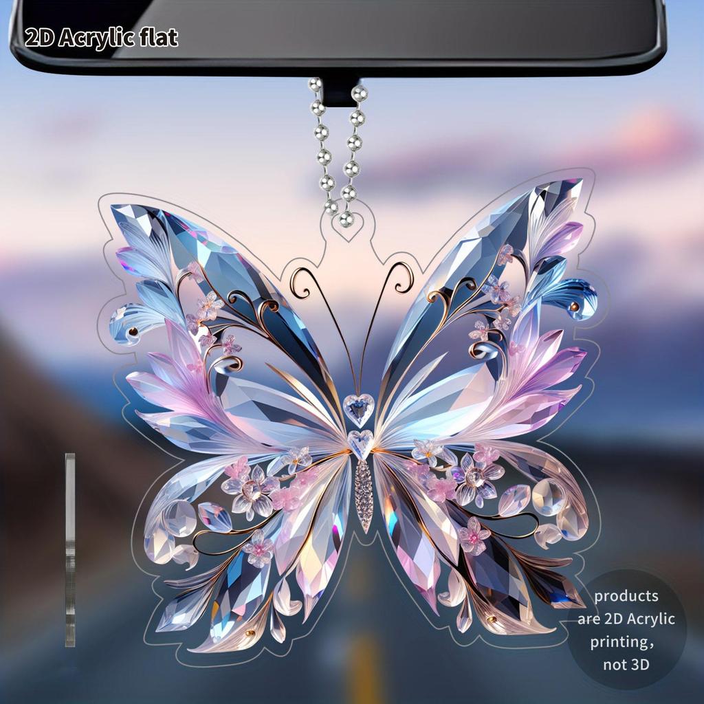 Exquisite Colorful Black Butterfly Cross Pendant, Bicycle Rearview Mirror Decor, Keychain, Holiday Gift