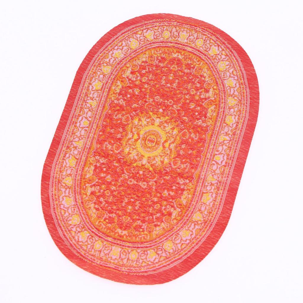 BJD Dollhouse Miniature Oval Turkish Carpet for Living Room Scene