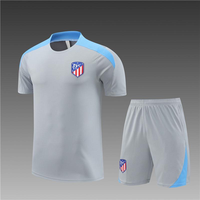 Atletico Madrid Football Suit, Long-Sleeved Half-Pull Warm-Up Before Autumn And Winter Games, Children'S Summer Short-Sleeved Training Suit