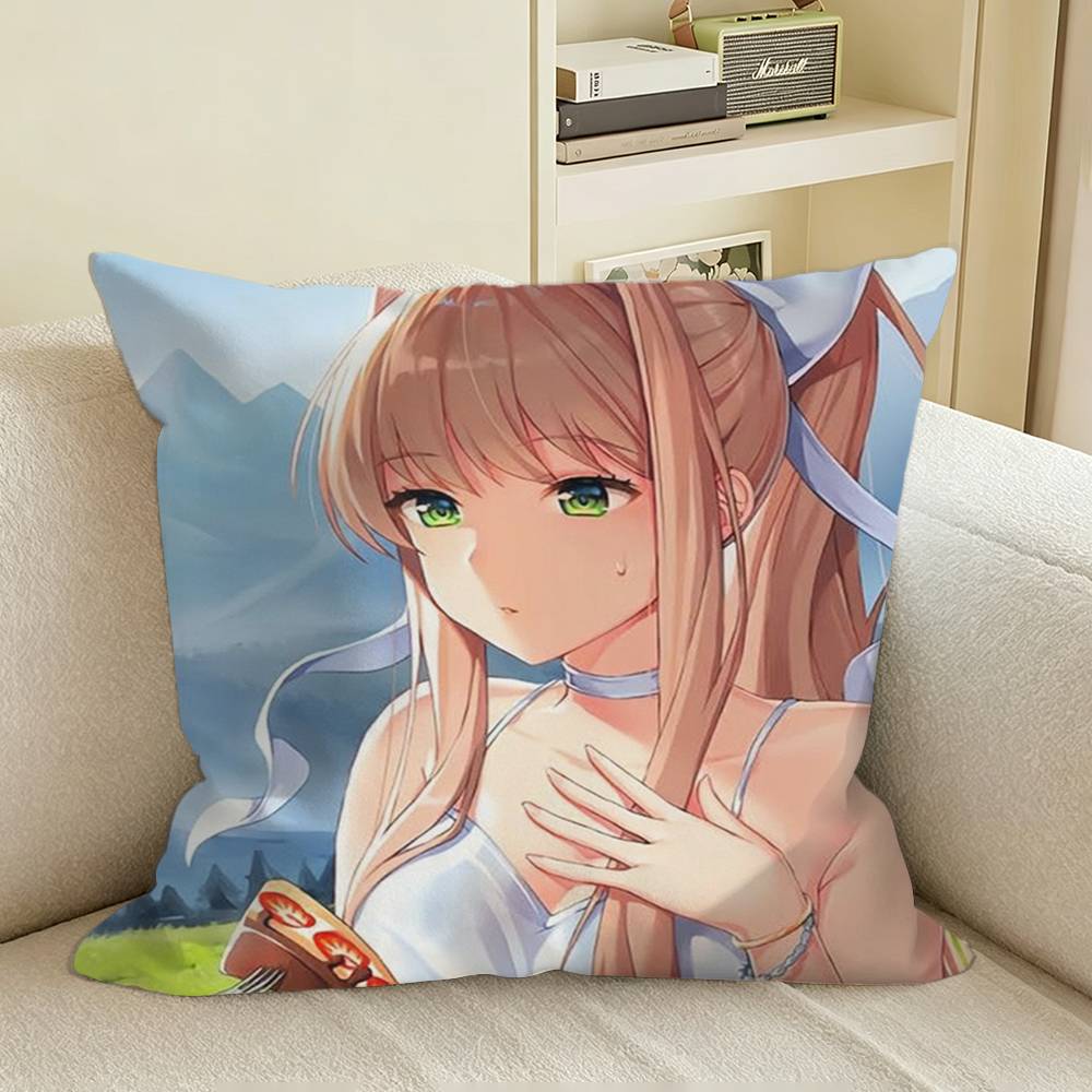 DDLC Game MMonikaChuu Square Sofa Pillow Cover Solid Color Living Room Home Decor Cushion Case