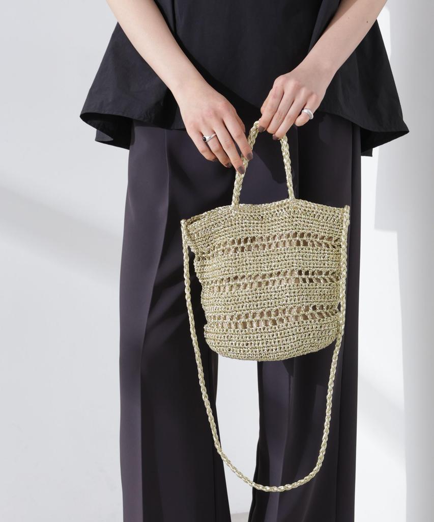 Nano Universe Metallic Knitted Shoulder Bag, Women's, F 170, Gold, 673-5132302
