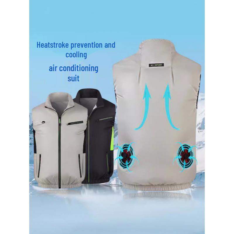 Men's Outdoor Cooling Vest with Fan for Heatstroke Prevention and Electric Welding Protection