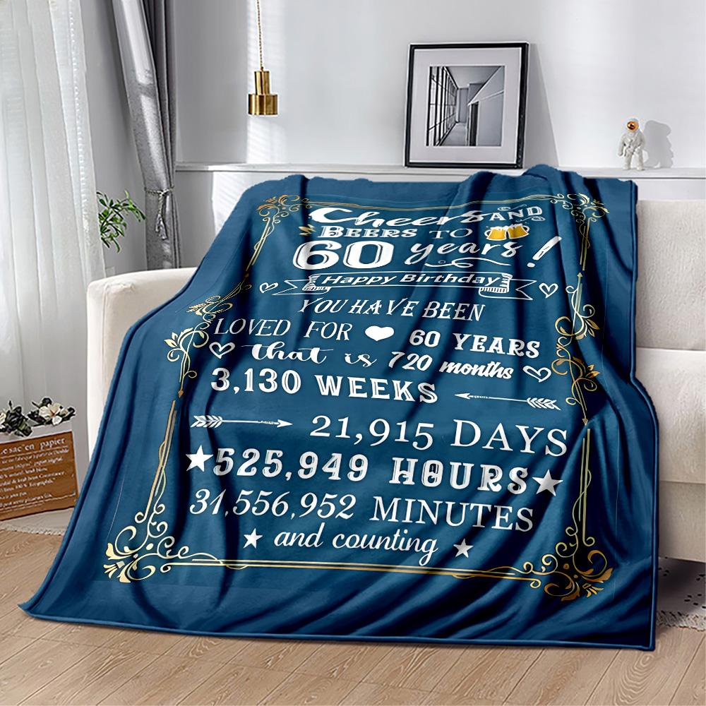 1pz Coperta Celebrazione Felice 60° Compleanno Morbida e Calda per Divano Ufficio Campeggio Viaggio Soggiorno Ottimo Regalo per Amici e Famiglia Confortevole
