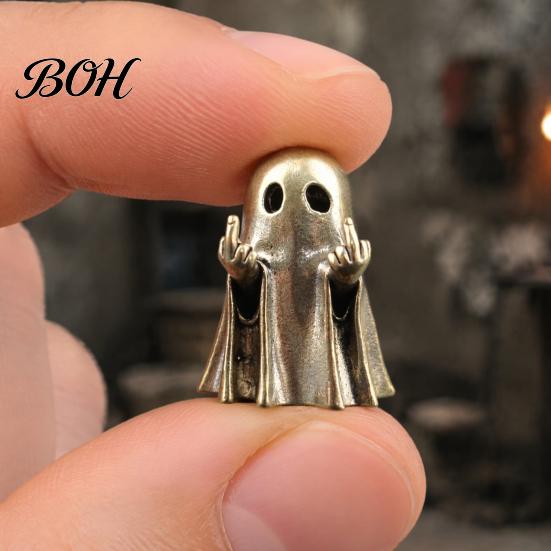 Halloween Theme Metal Figurine Ghost Brass Figurine, Funny Middle Finger Ornament for Creative Gift Friends Table Shelf Mantel Display Home