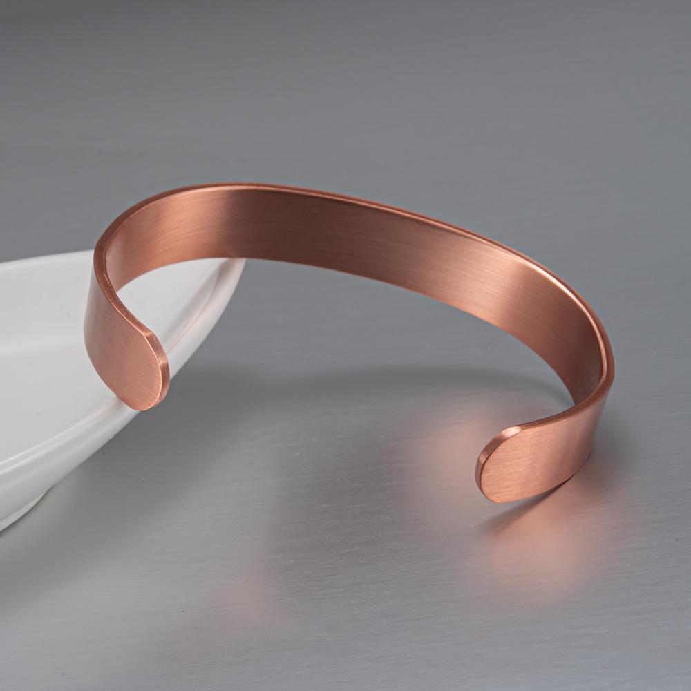 Pure Copper Bracelets 15mm Matte Adjustable Open Cuff Bangles Health Energy High Magnet Jewelry Male Resizable Metal