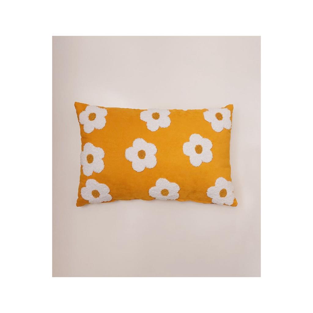 Daisy Pattern Mustard Punch Throw Pillow Case
