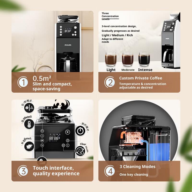 Philips American automatic coffee machine double bean warehouse mixing and grinding practical HD7901/10